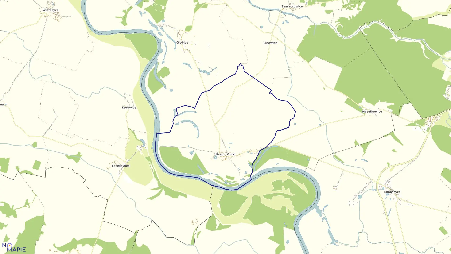 Mapa obrębu Bełcz Wielki w gminie Niechlów