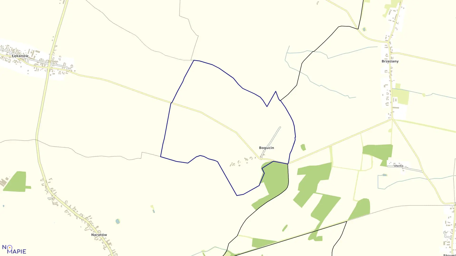 Mapa obrębu Bogucin w gminie Niechlów