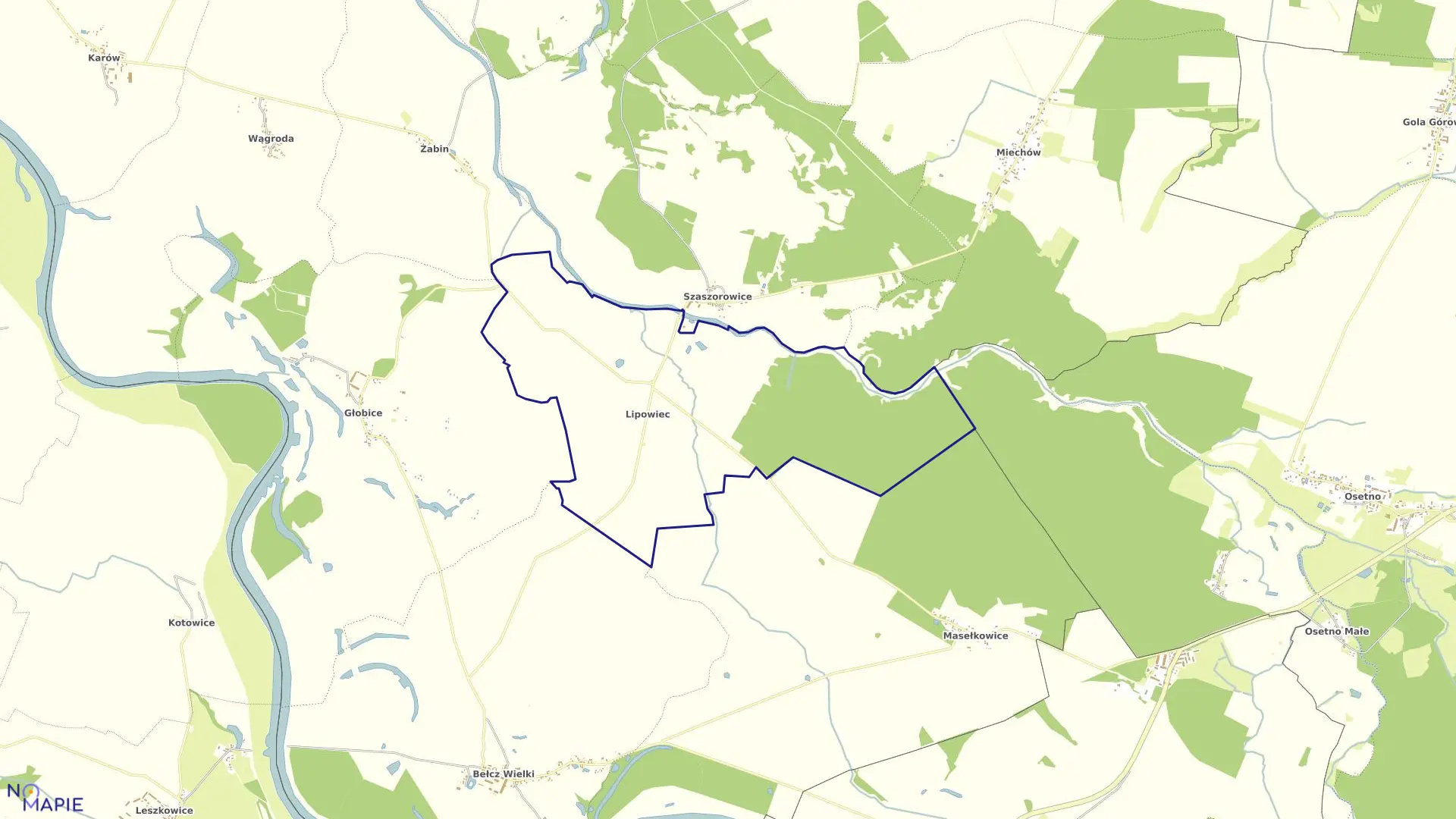 Mapa obrębu Lipowiec w gminie Niechlów