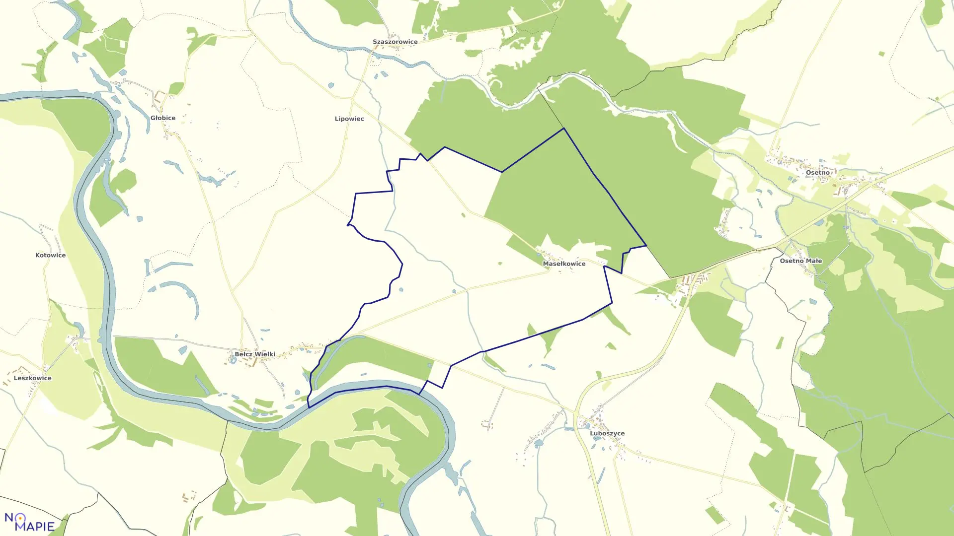 Mapa obrębu Masełkowice w gminie Niechlów