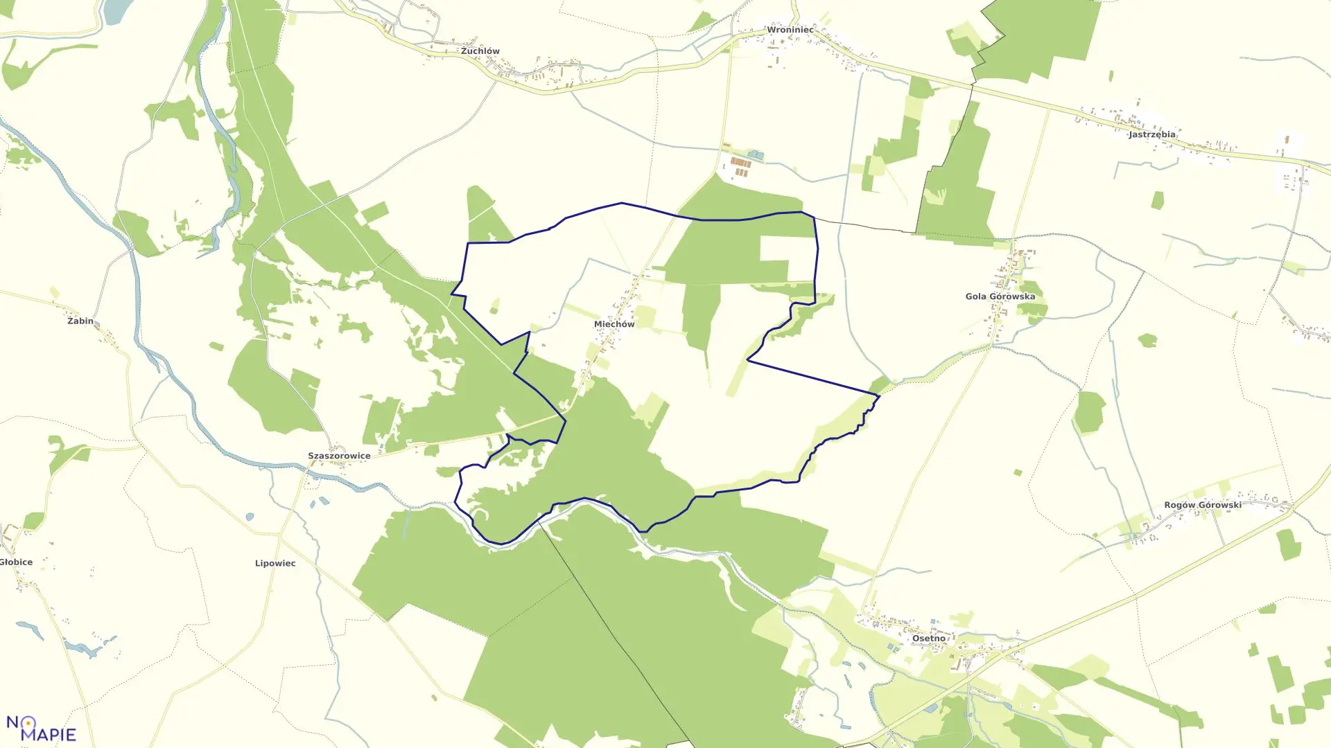 Mapa obrębu Miechów w gminie Niechlów